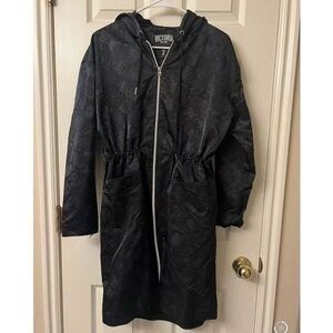 Victoria Sport Black Hooded Snake Print Trench Coat Jacket